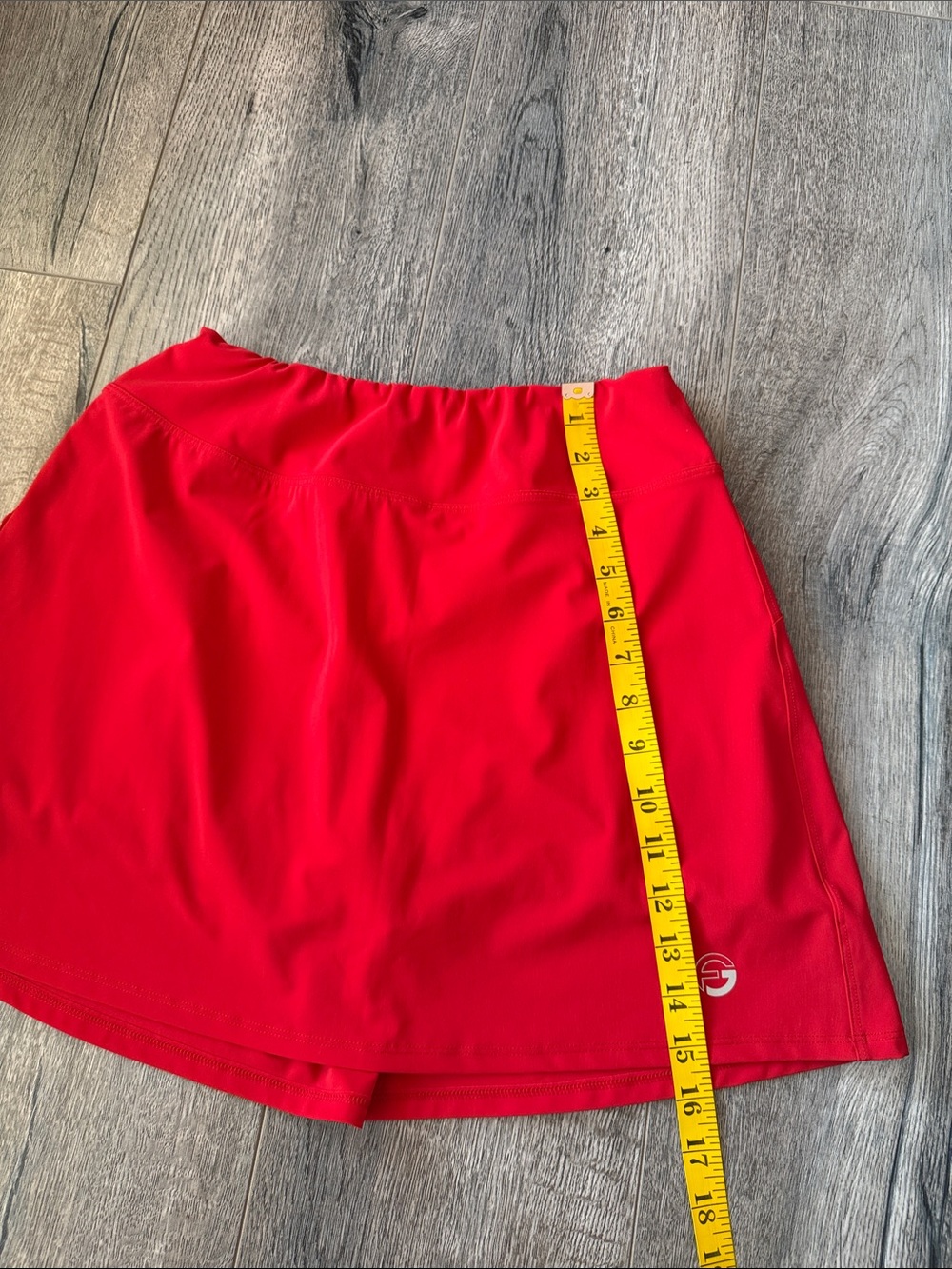 Women’s Red Skater Skirt with Subtle Logo - Picture 11 of 14